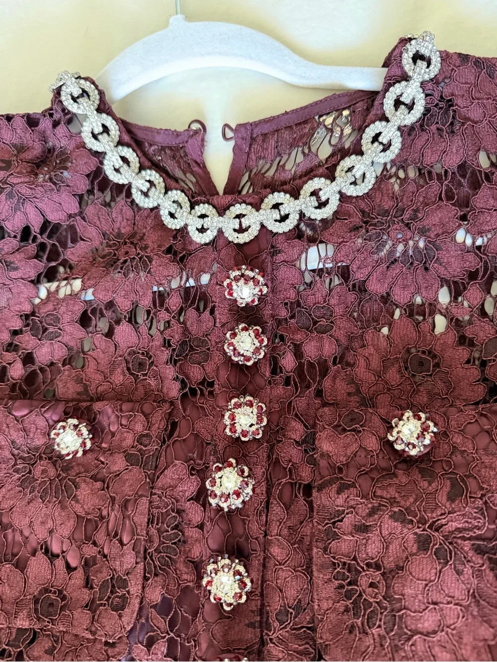 SELF PORTRAIT BELTED LACE AND SATIN MAXI DRESS